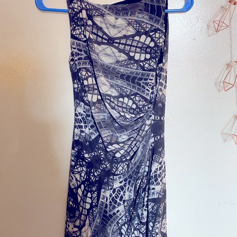 Eiffel Tower midi black and white dress.